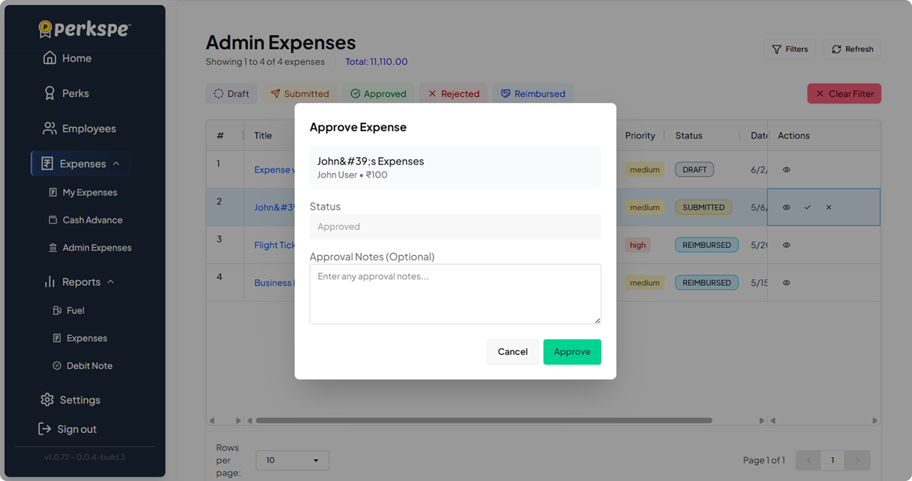 Perkspe Expense Dashboard
